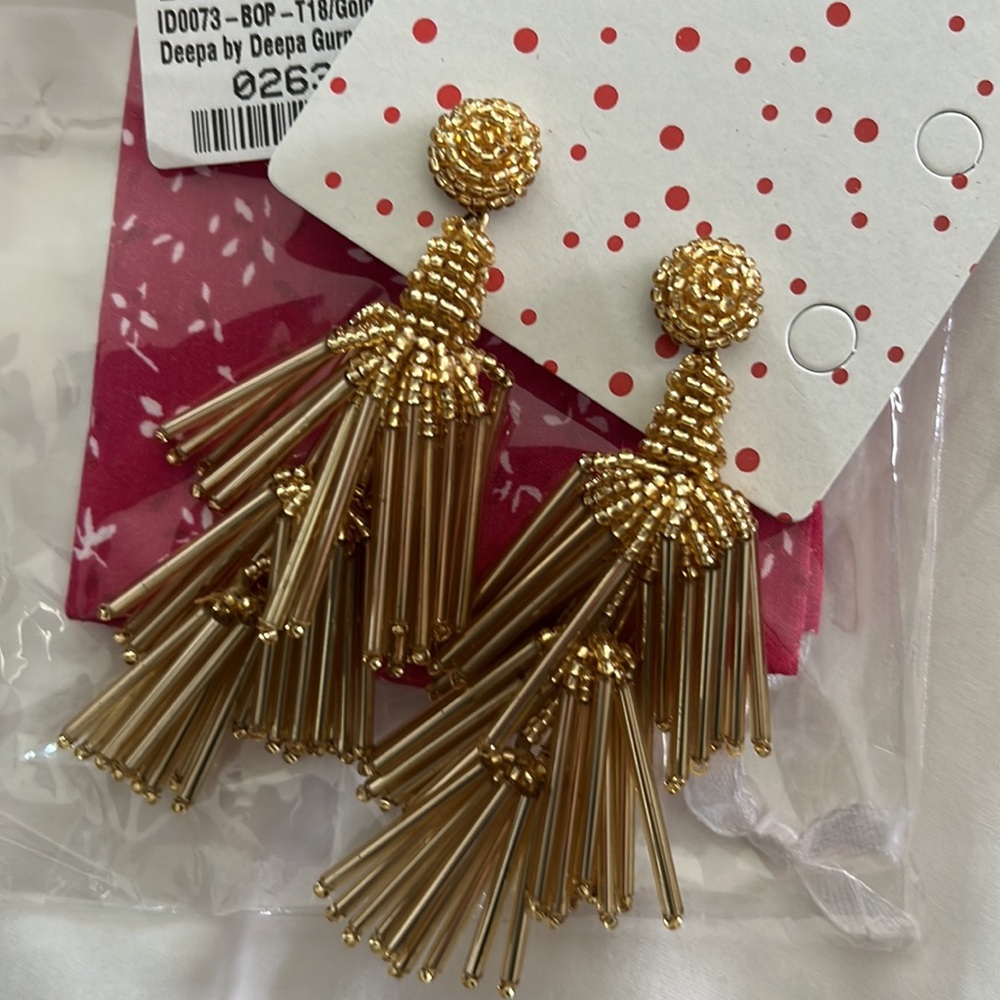 Deepa by Deepa Gurnani Gold Beaded earrings brand new
